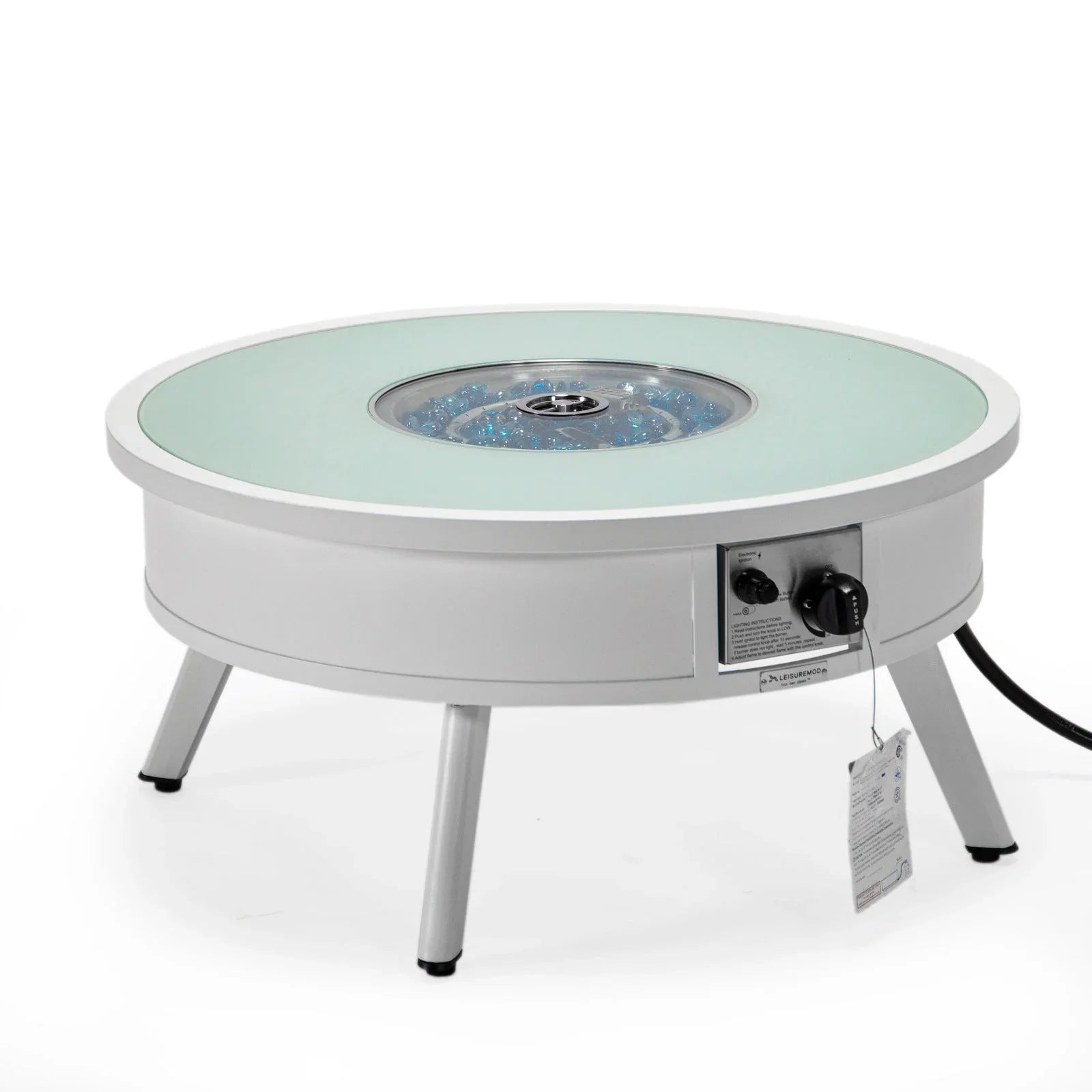 Walbrooke Modern Outdoor Round Fire Pit Table with Powder-Coated Aliuminum Frame - Elax Furniture