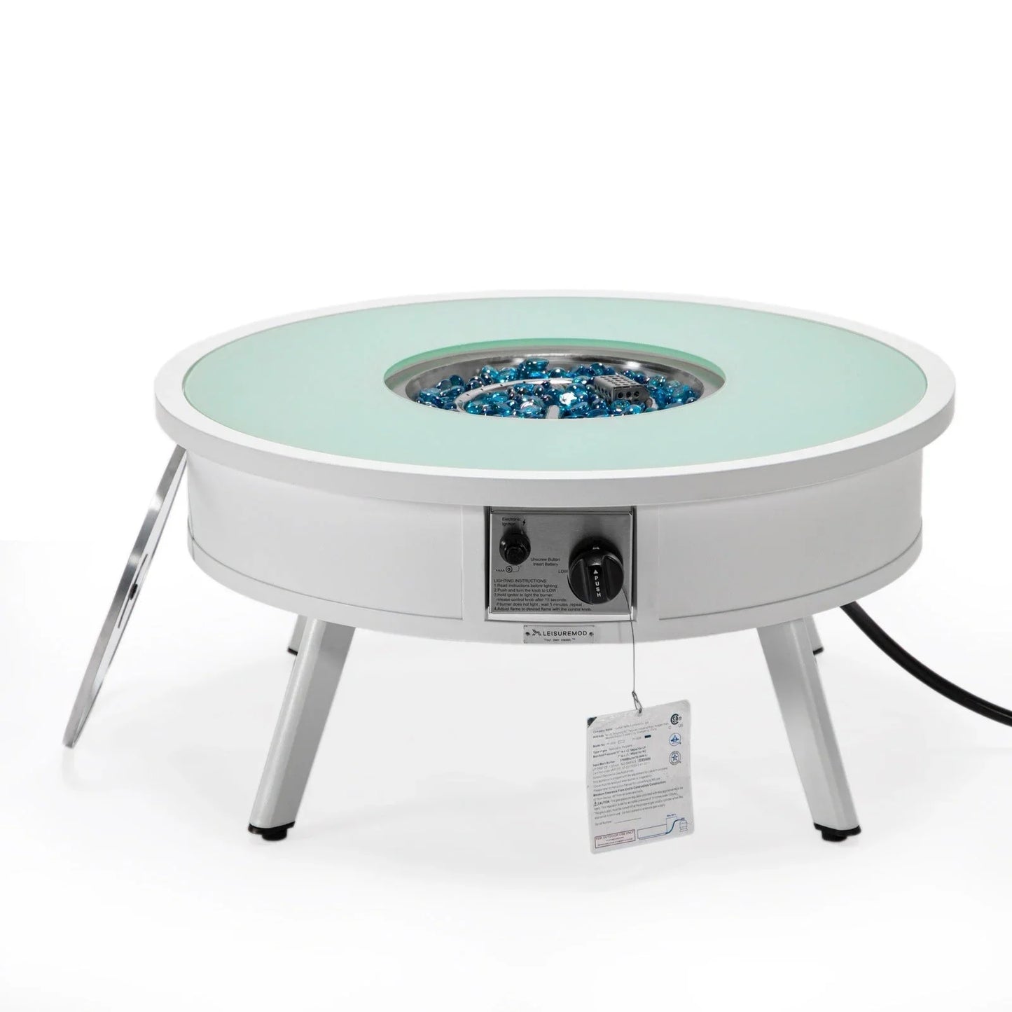 Walbrooke Modern Outdoor Round Fire Pit Table with Powder-Coated Aliuminum Frame - Elax Furniture