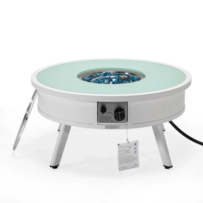 Walbrooke Modern Outdoor Round Fire Pit Table with Powder-Coated Aliuminum Frame - Elax Furniture