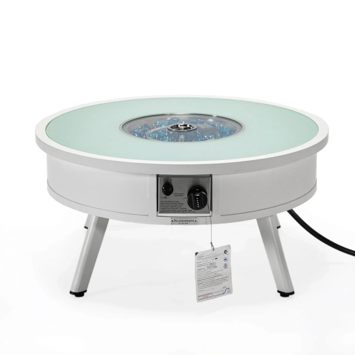 Walbrooke Modern Outdoor Round Fire Pit Table with Powder-Coated Aliuminum Frame - Elax Furniture