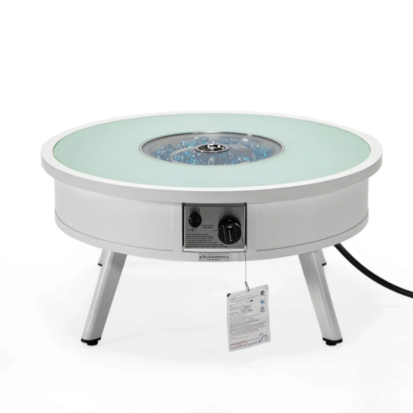 Walbrooke Modern Outdoor Round Fire Pit Table with Powder-Coated Aliuminum Frame - Elax Furniture