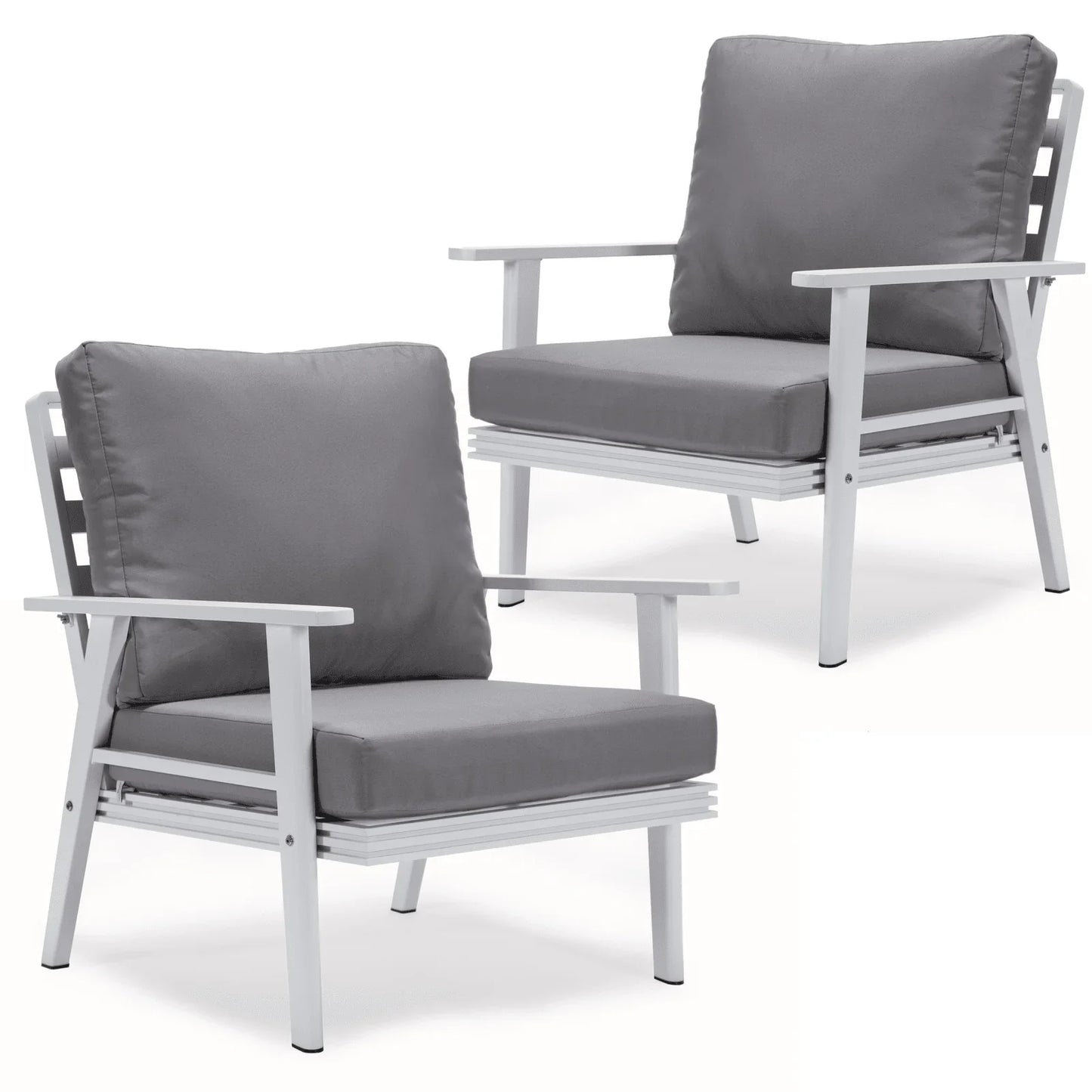 Walbrooke Modern White Patio Arm Chair, Set of 2 - Elax Furniture