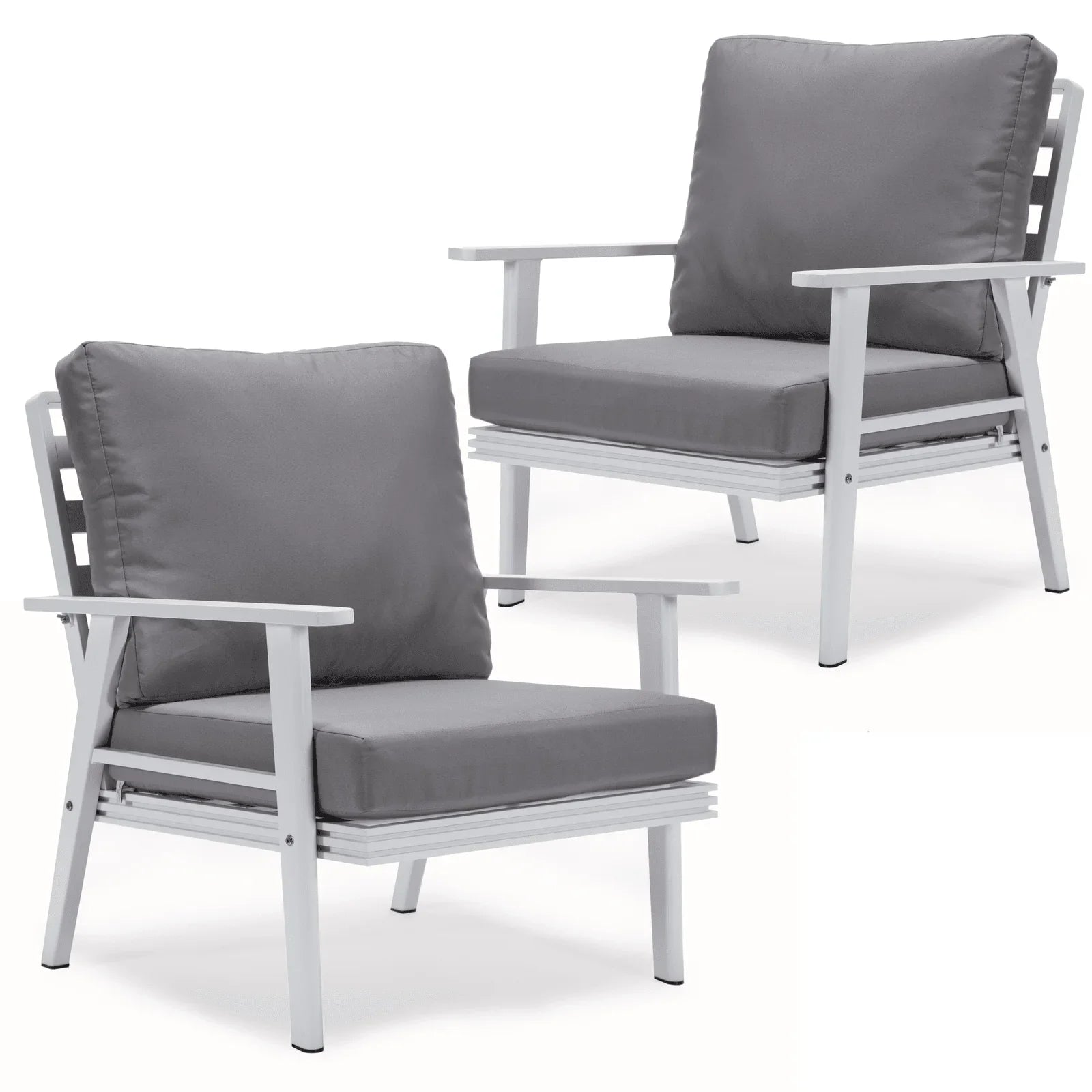 Walbrooke Modern White Patio Arm Chair, Set of 2 - Elax Furniture