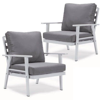 Walbrooke Modern White Patio Arm Chair, Set of 2 - Elax Furniture