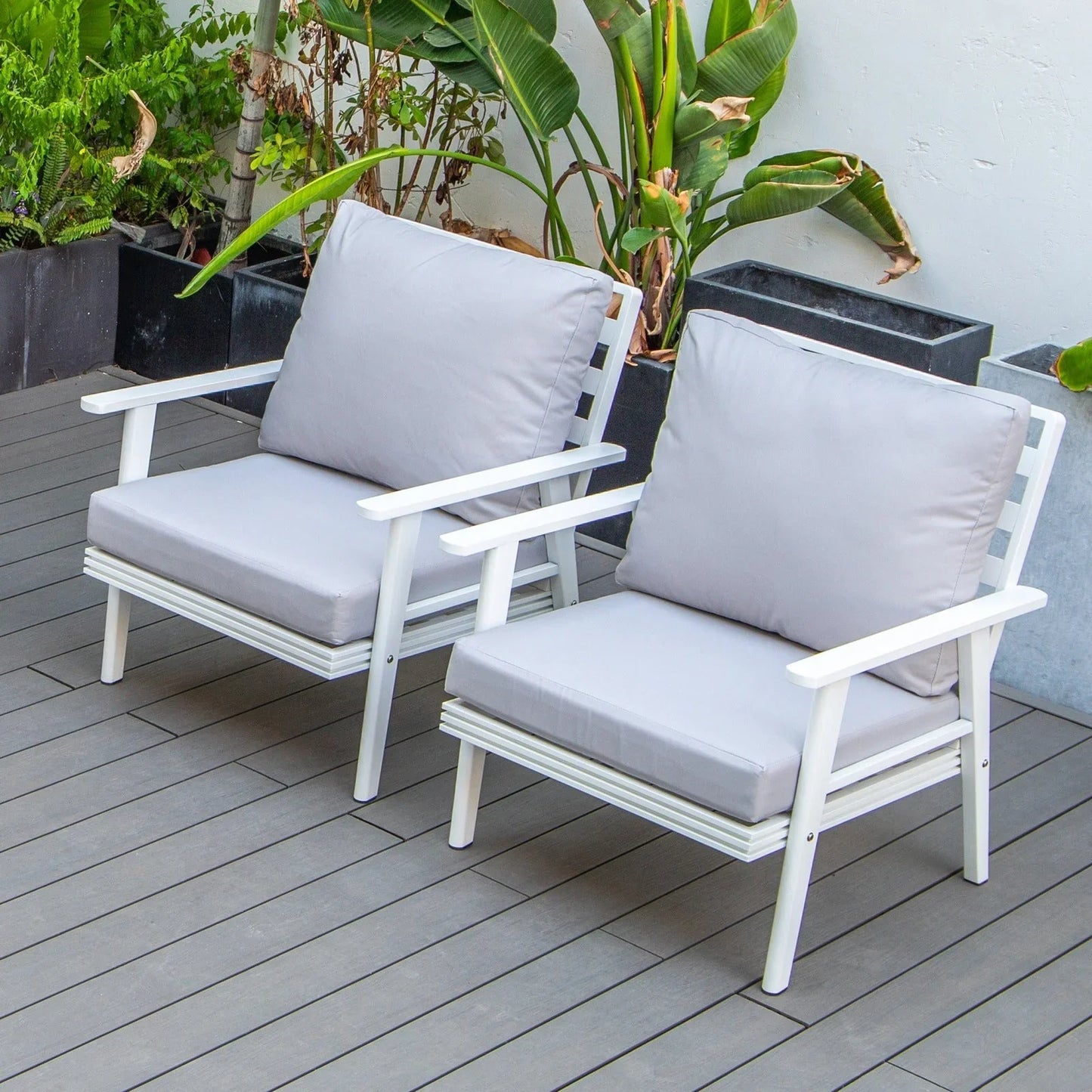Walbrooke Modern White Patio Arm Chair, Set of 2 - Elax Furniture