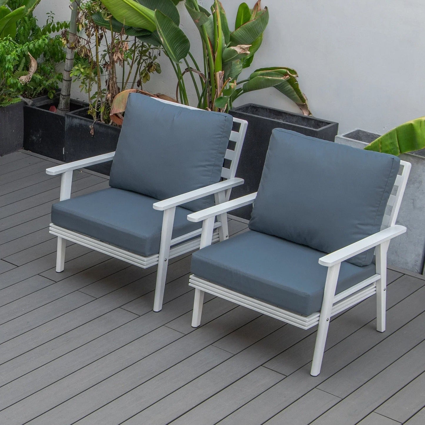 Walbrooke Modern White Patio Arm Chair, Set of 2 - Elax Furniture