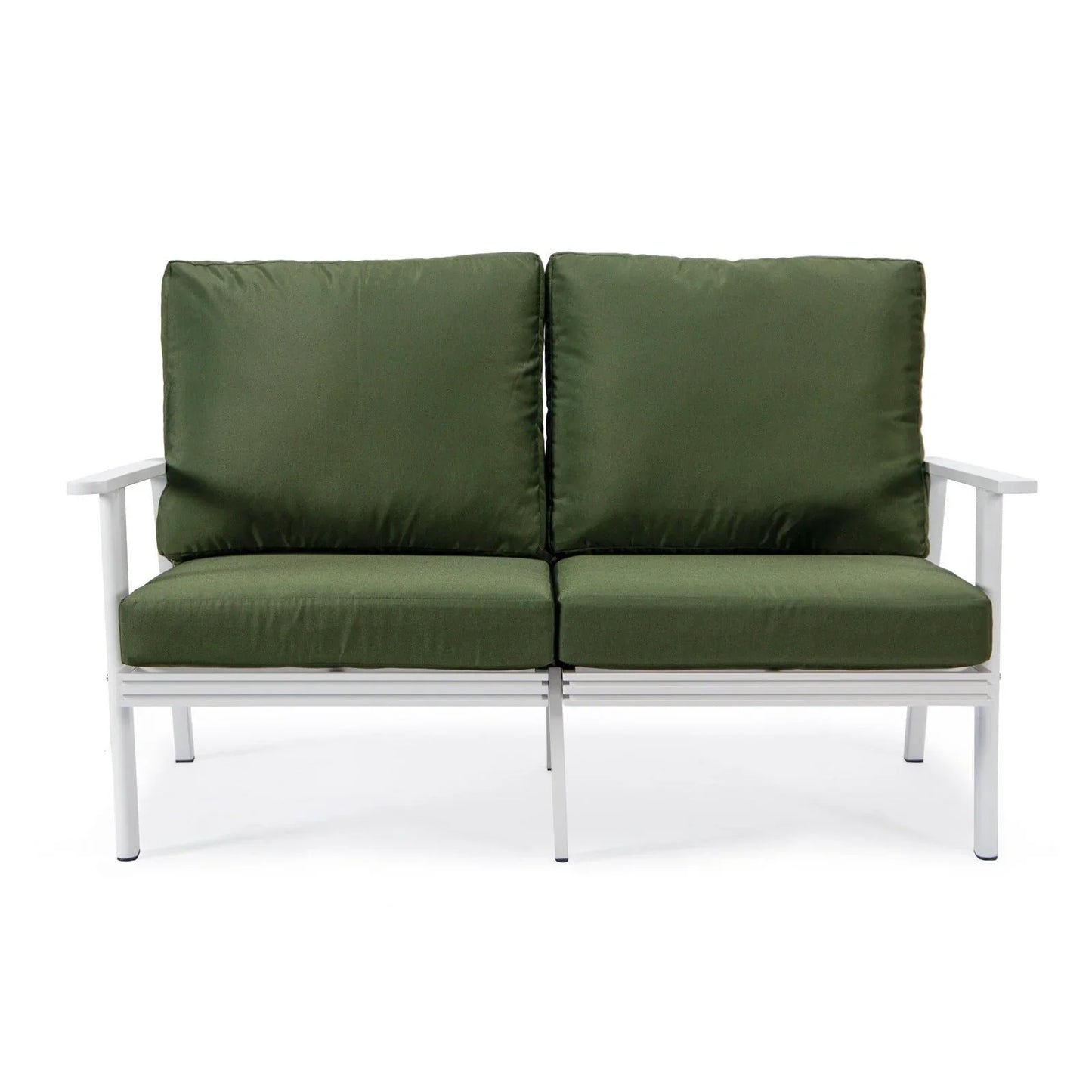 Walbrooke Modern Outdoor Patio Loveseat with White Aluminum Frame and Removable Cushions - Elax Furniture