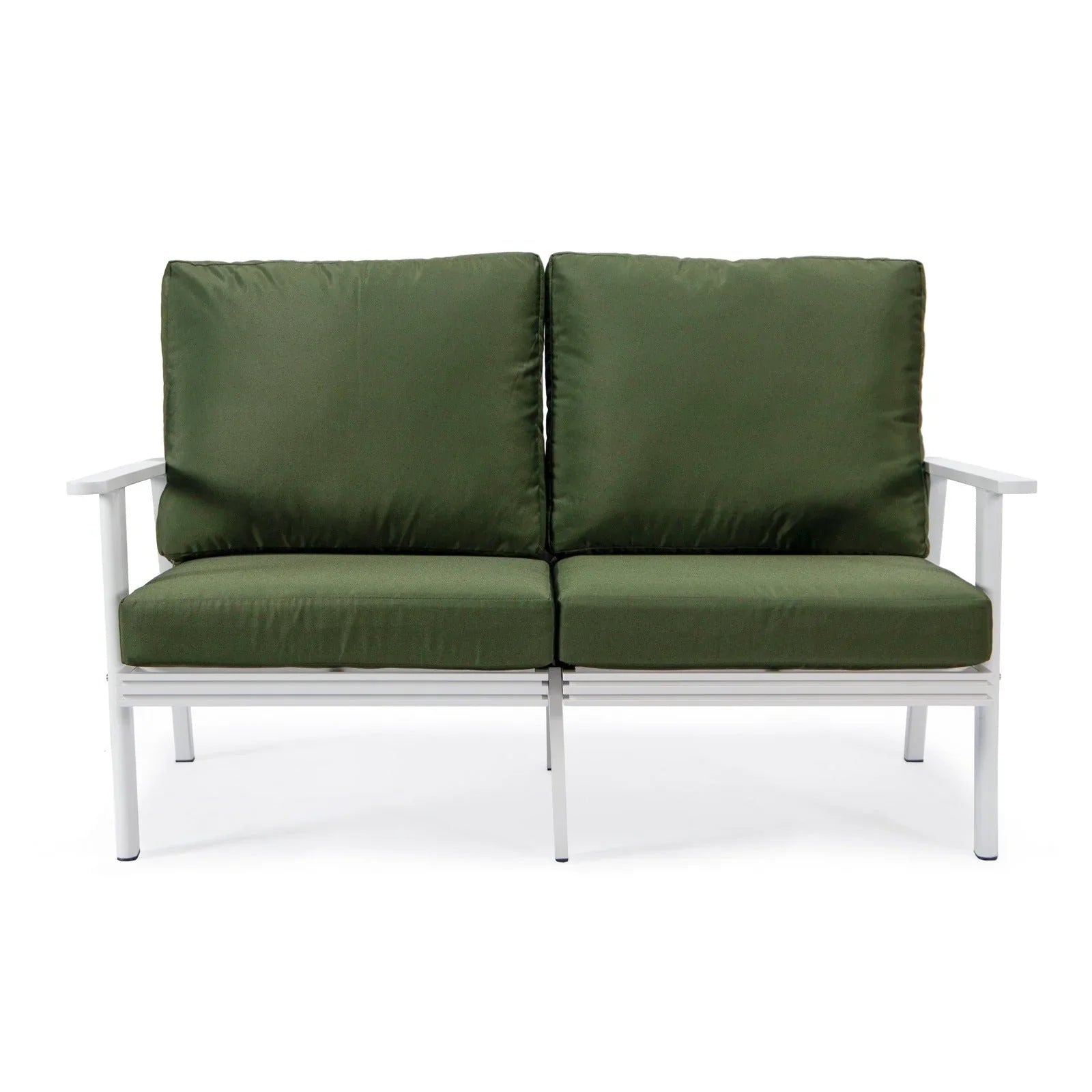 Walbrooke Modern Outdoor Patio Loveseat with White Aluminum Frame and Removable Cushions - Elax Furniture