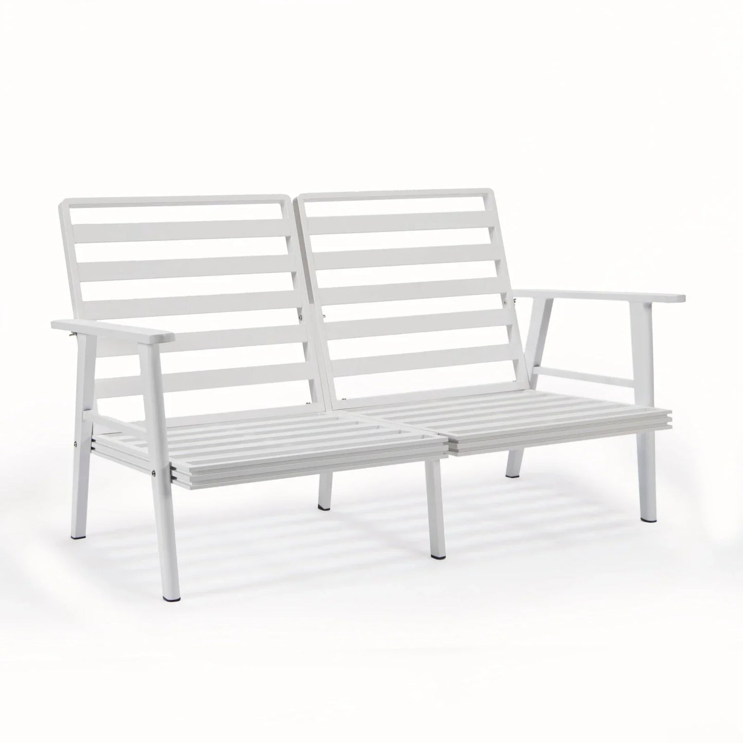 Walbrooke Modern Outdoor Patio Loveseat with White Aluminum Frame and Removable Cushions - Elax Furniture