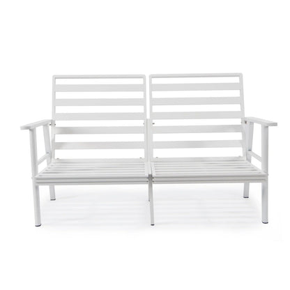 Walbrooke Modern Outdoor Patio Loveseat with White Aluminum Frame and Removable Cushions - Elax Furniture