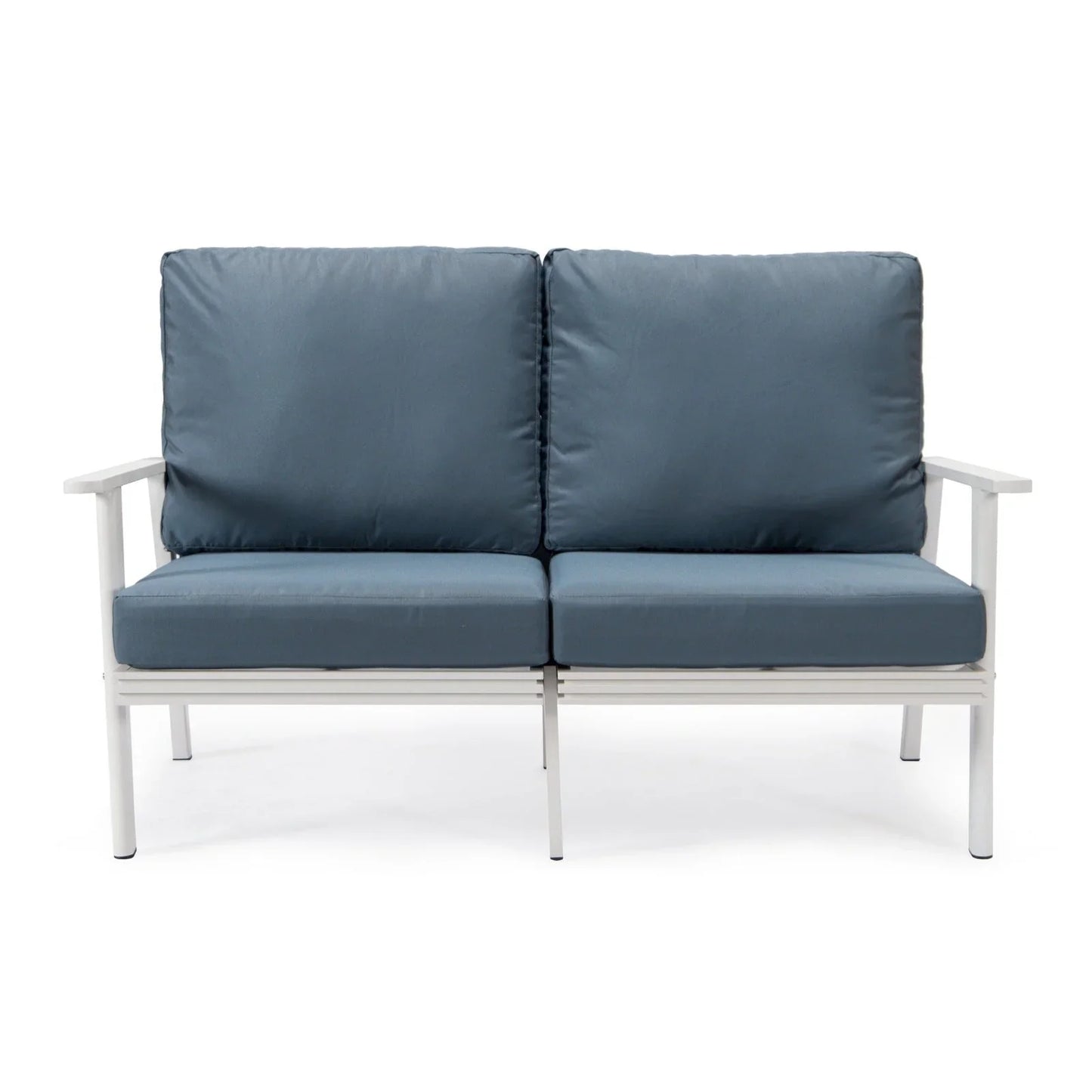 Walbrooke Modern Outdoor Patio Loveseat with White Aluminum Frame and Removable Cushions - Elax Furniture