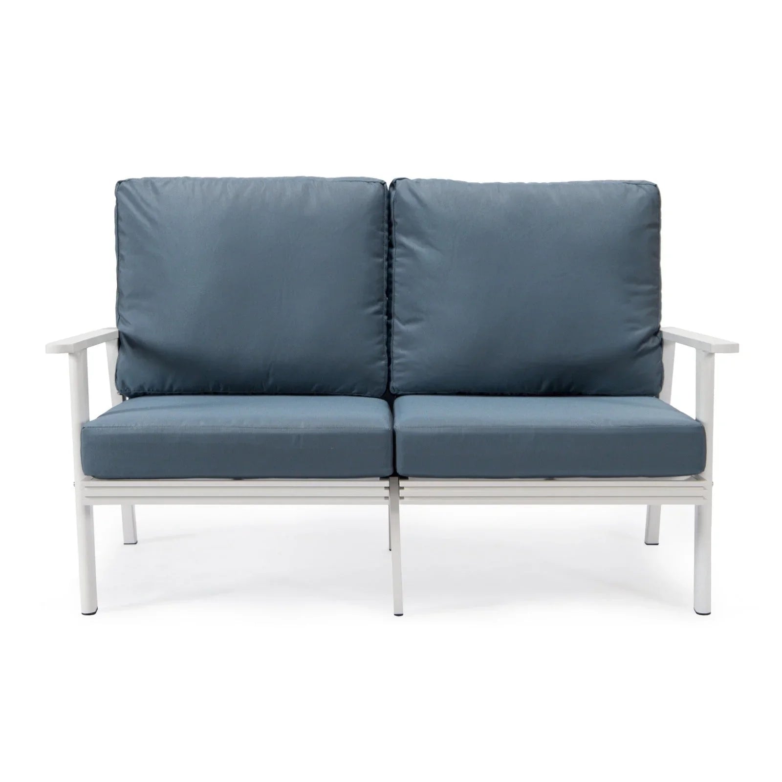 Walbrooke Modern Outdoor Patio Loveseat with White Aluminum Frame and Removable Cushions - Elax Furniture