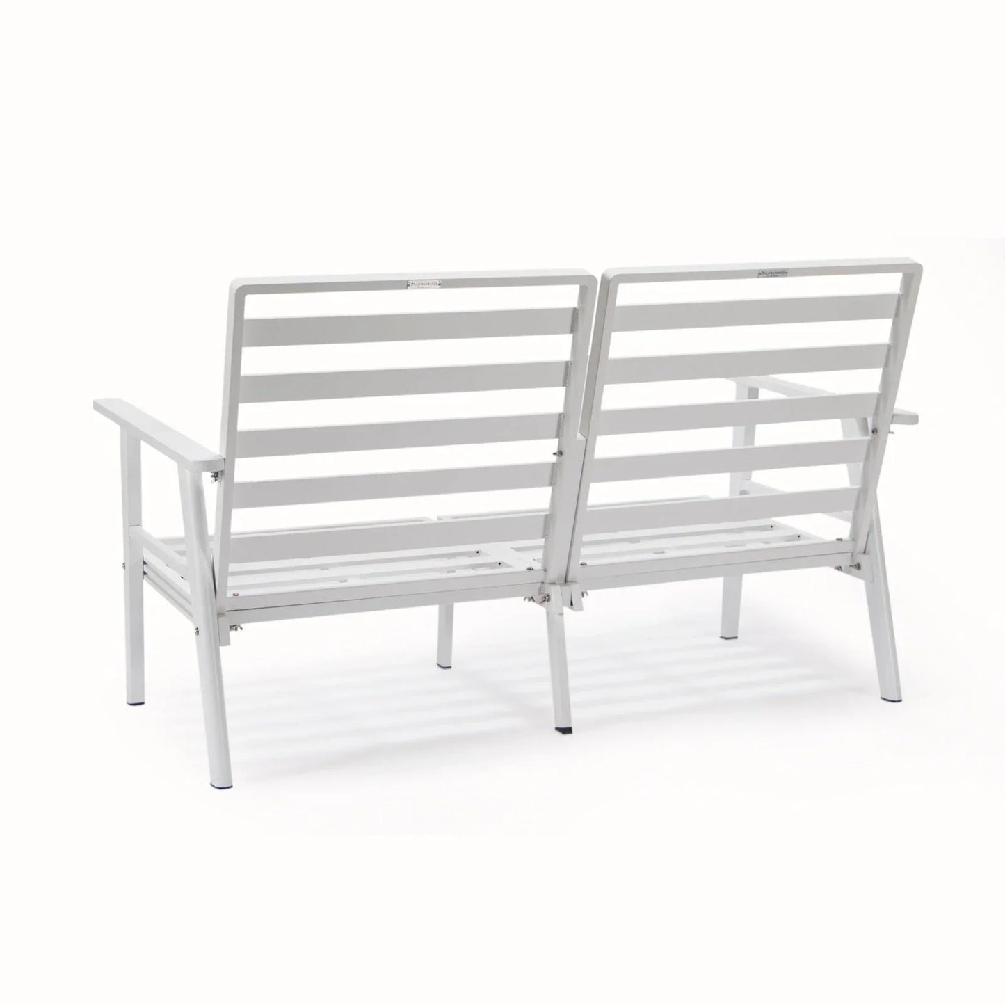 Walbrooke Modern Outdoor Patio Loveseat with White Aluminum Frame and Removable Cushions - Elax Furniture