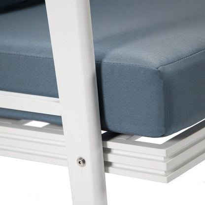 Walbrooke Modern Outdoor Patio Loveseat with White Aluminum Frame and Removable Cushions - Elax Furniture