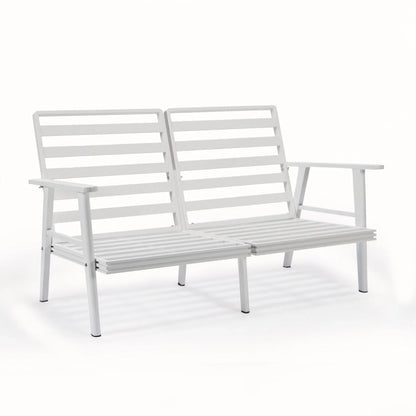 Walbrooke Modern Outdoor Patio Loveseat with White Aluminum Frame and Removable Cushions - Elax Furniture