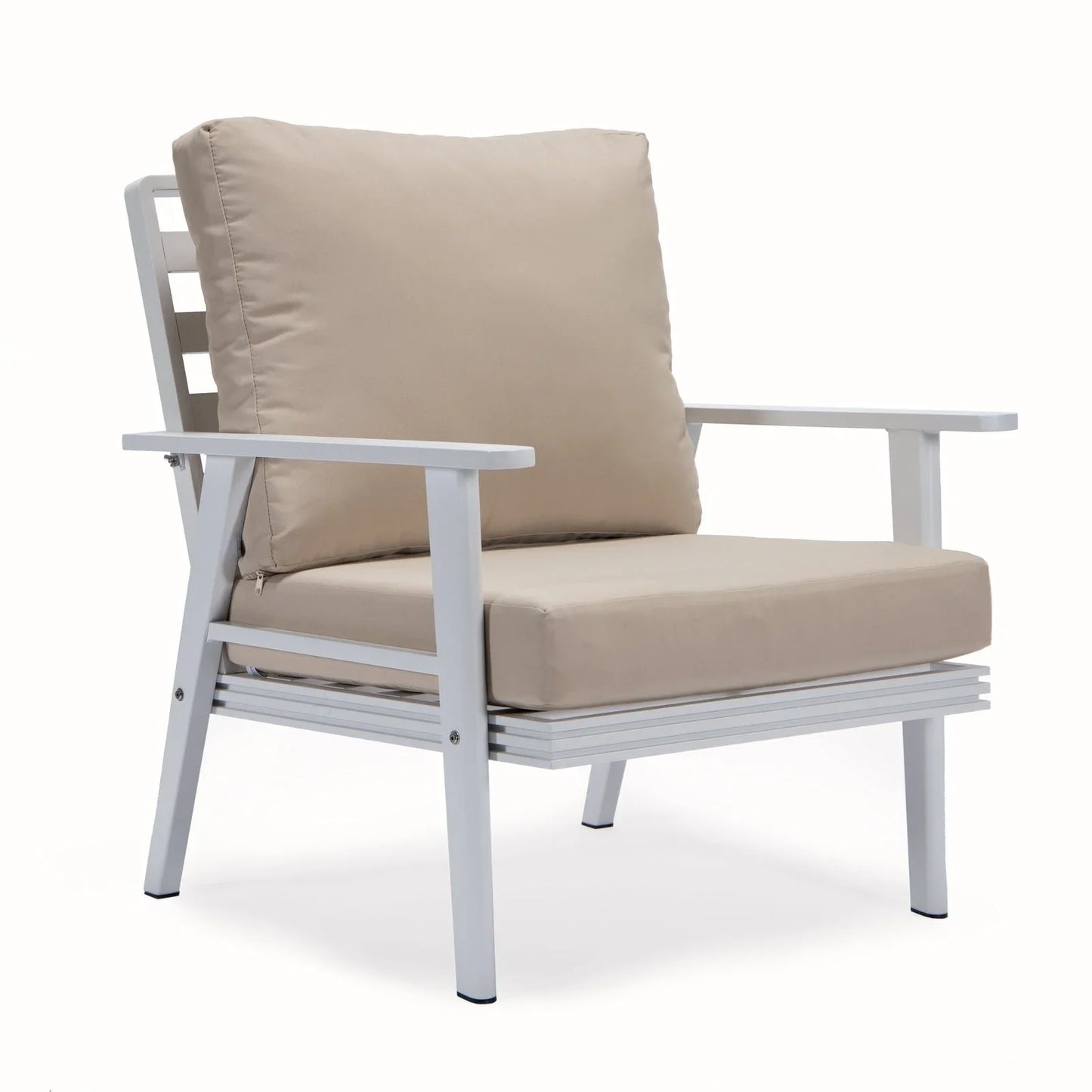 Walbrooke Modern 3-Piece Outdoor Patio Set with White Aluminum Frame and Removable Cushions Loveseat and Set of 2 Armchairs - Elax Furniture