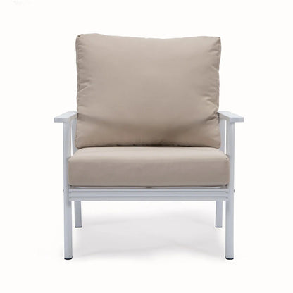 Walbrooke Modern 3-Piece Outdoor Patio Set with White Aluminum Frame and Removable Cushions Loveseat and Set of 2 Armchairs - Elax Furniture