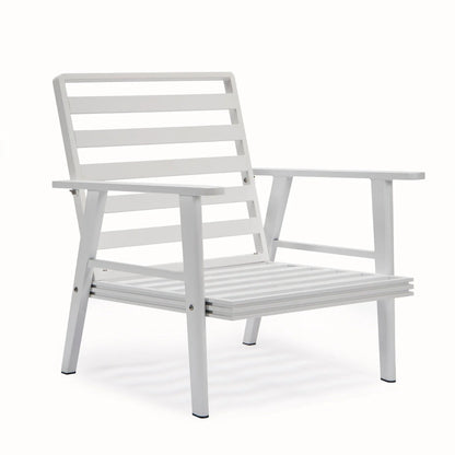Walbrooke Modern 3-Piece Outdoor Patio Set with White Aluminum Frame and Removable Cushions Loveseat and Set of 2 Armchairs - Elax Furniture