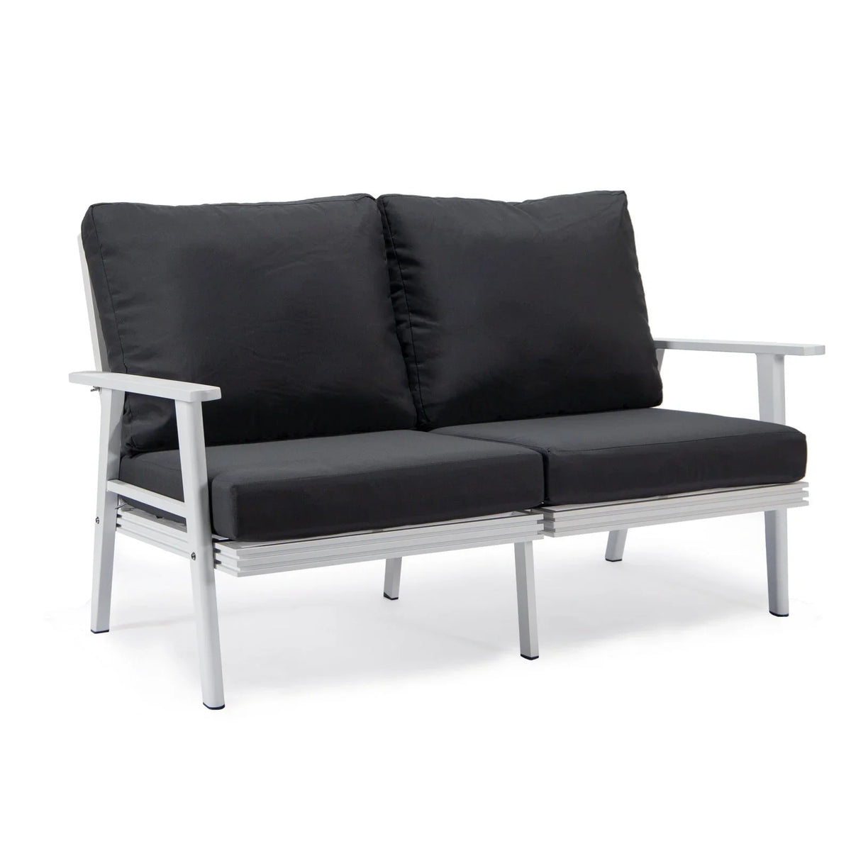 Walbrooke Modern 3-Piece Outdoor Patio Set with White Aluminum Frame and Removable Cushions Loveseat and Set of 2 Armchairs - Elax Furniture