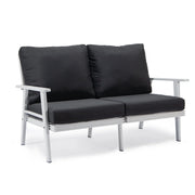Walbrooke Modern 3-Piece Outdoor Patio Set with White Aluminum Frame and Removable Cushions Loveseat and Set of 2 Armchairs - Elax Furniture