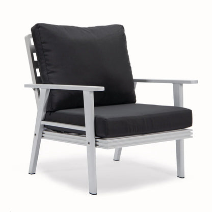 Walbrooke Modern 3-Piece Outdoor Patio Set with White Aluminum Frame and Removable Cushions Loveseat and Set of 2 Armchairs - Elax Furniture