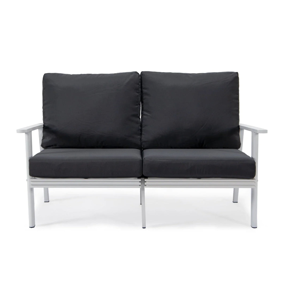 Walbrooke Modern 3-Piece Outdoor Patio Set with White Aluminum Frame and Removable Cushions Loveseat and Set of 2 Armchairs - Elax Furniture