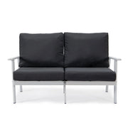 Walbrooke Modern 3-Piece Outdoor Patio Set with White Aluminum Frame and Removable Cushions Loveseat and Set of 2 Armchairs - Elax Furniture