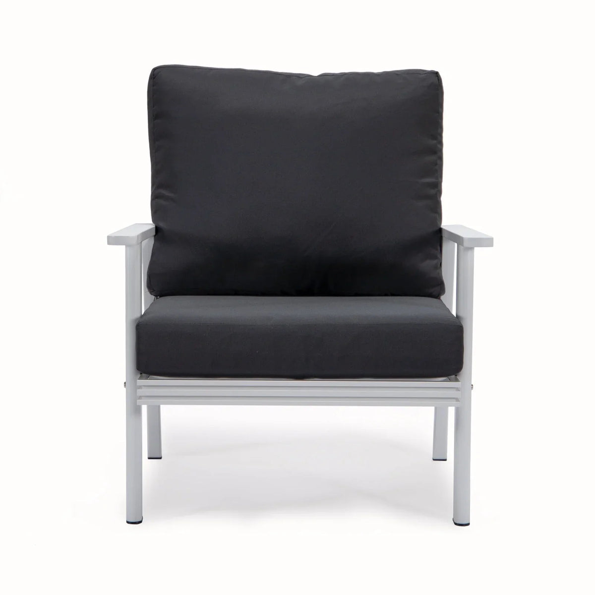 Walbrooke Modern 3-Piece Outdoor Patio Set with White Aluminum Frame and Removable Cushions Loveseat and Set of 2 Armchairs - Elax Furniture