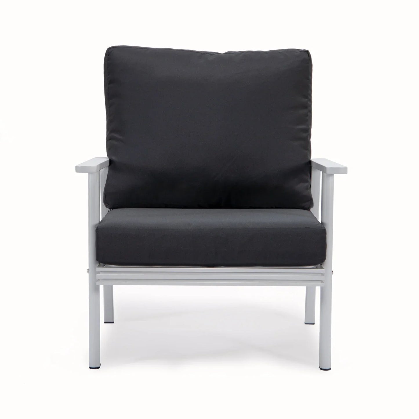 Walbrooke Modern 3-Piece Outdoor Patio Set with White Aluminum Frame and Removable Cushions Loveseat and Set of 2 Armchairs - Elax Furniture