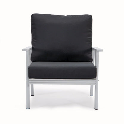 Walbrooke Modern 3-Piece Outdoor Patio Set with White Aluminum Frame and Removable Cushions Loveseat and Set of 2 Armchairs - Elax Furniture