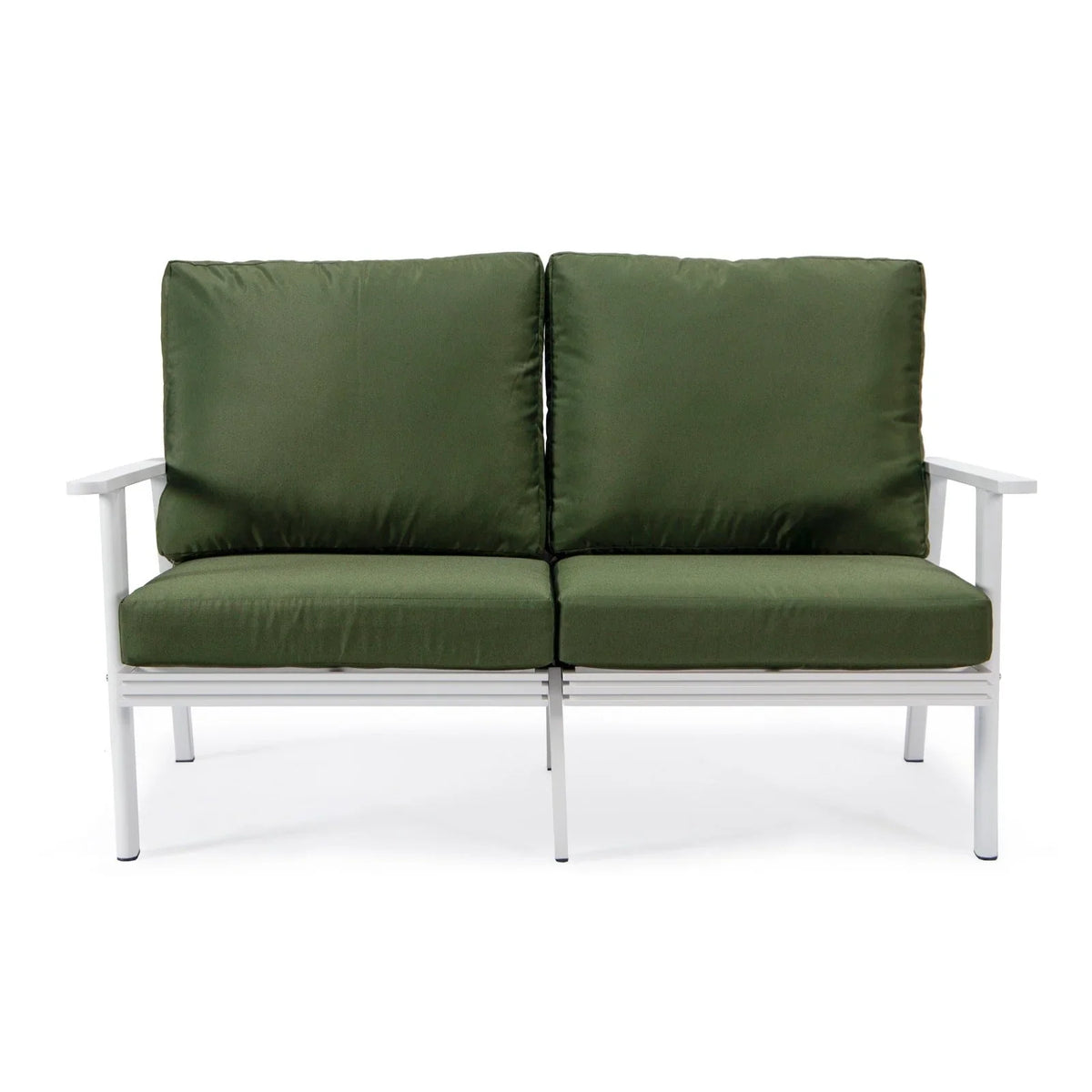 Walbrooke Modern 3-Piece Outdoor Patio Set with White Aluminum Frame and Removable Cushions Loveseat and Set of 2 Armchairs - Elax Furniture