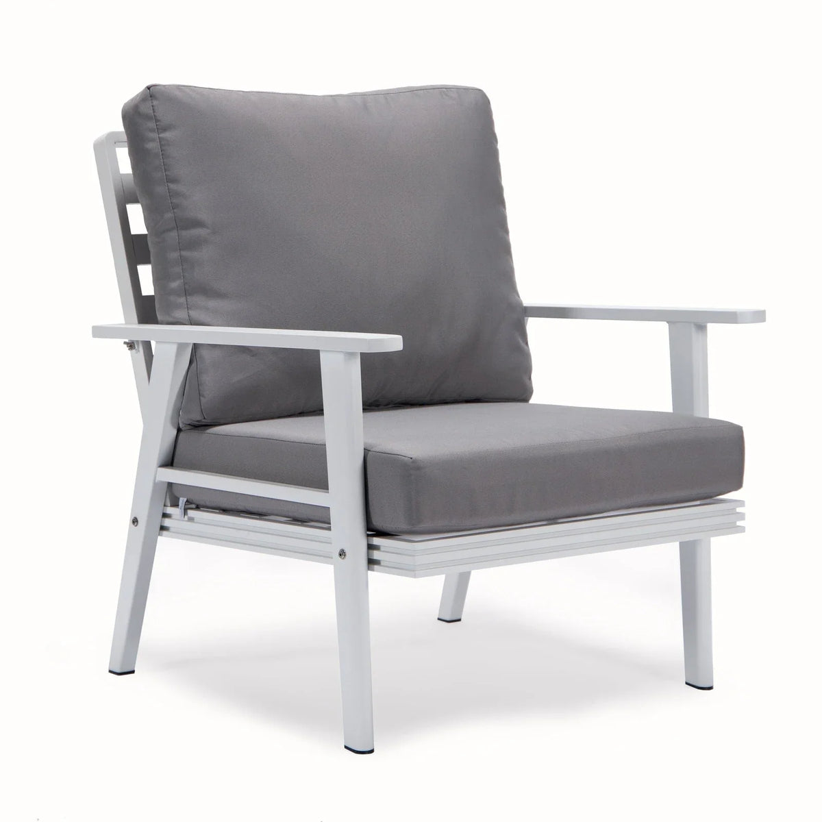 Walbrooke Modern 3-Piece Outdoor Patio Set with White Aluminum Frame and Removable Cushions Loveseat and Set of 2 Armchairs - Elax Furniture