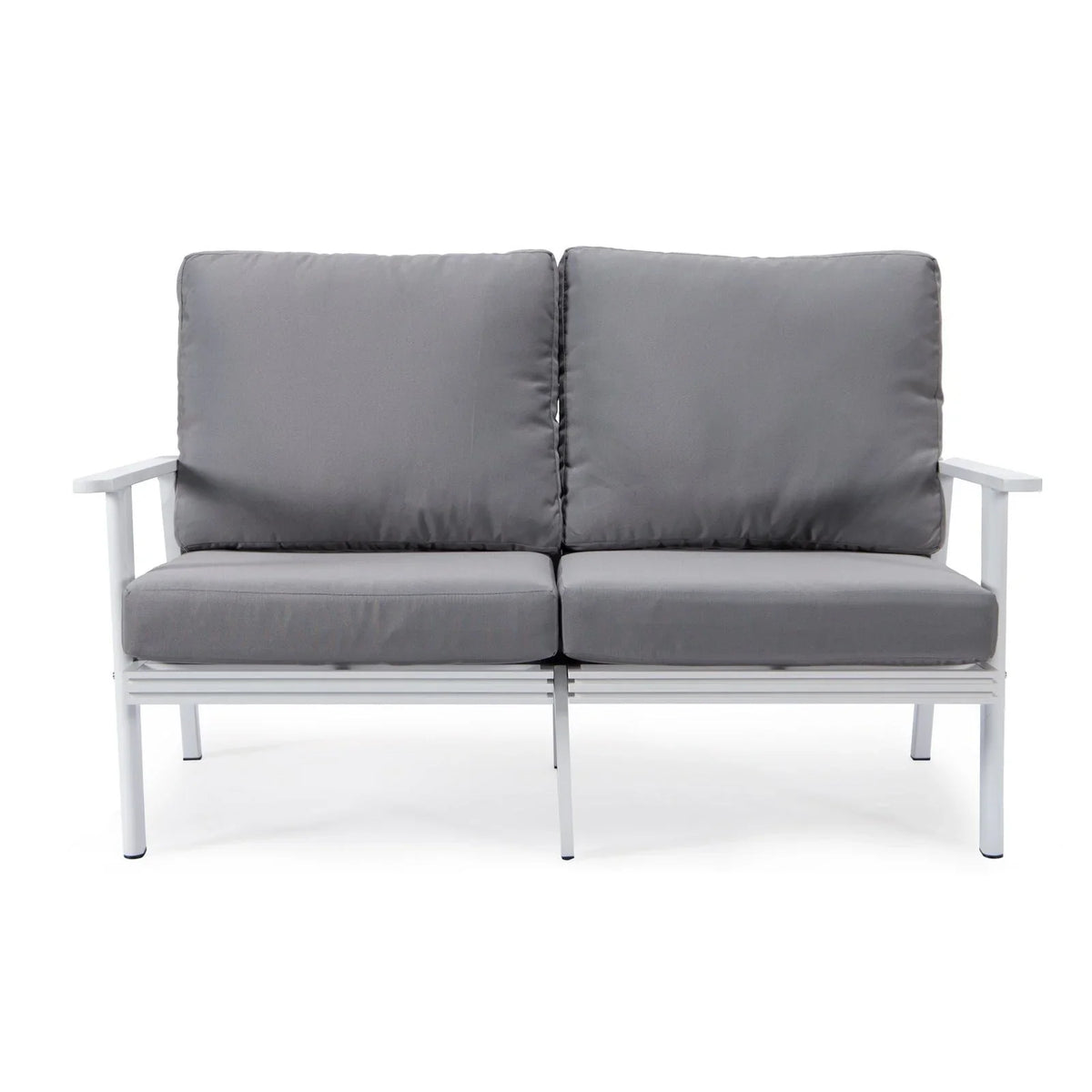 Walbrooke Modern 3-Piece Outdoor Patio Set with White Aluminum Frame and Removable Cushions Loveseat and Set of 2 Armchairs - Elax Furniture