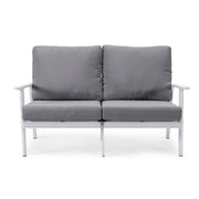 Walbrooke Modern 3-Piece Outdoor Patio Set with White Aluminum Frame and Removable Cushions Loveseat and Set of 2 Armchairs - Elax Furniture