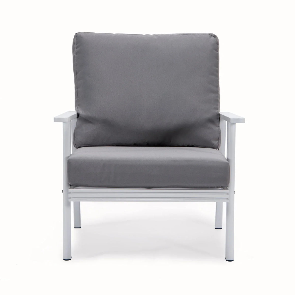 Walbrooke Modern 3-Piece Outdoor Patio Set with White Aluminum Frame and Removable Cushions Loveseat and Set of 2 Armchairs - Elax Furniture