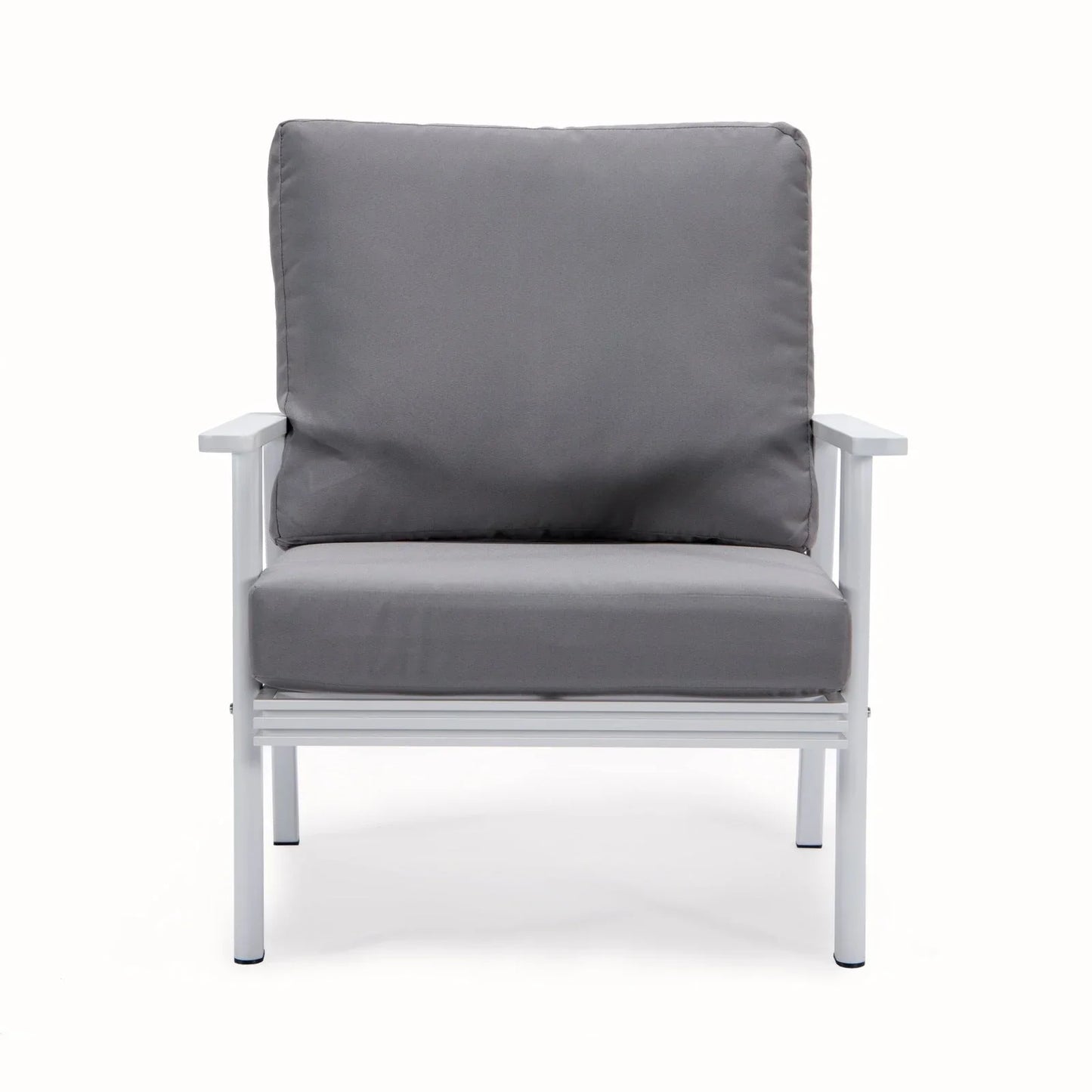 Walbrooke Modern 3-Piece Outdoor Patio Set with White Aluminum Frame and Removable Cushions Loveseat and Set of 2 Armchairs - Elax Furniture