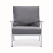 Walbrooke Modern 3-Piece Outdoor Patio Set with White Aluminum Frame and Removable Cushions Loveseat and Set of 2 Armchairs - Elax Furniture