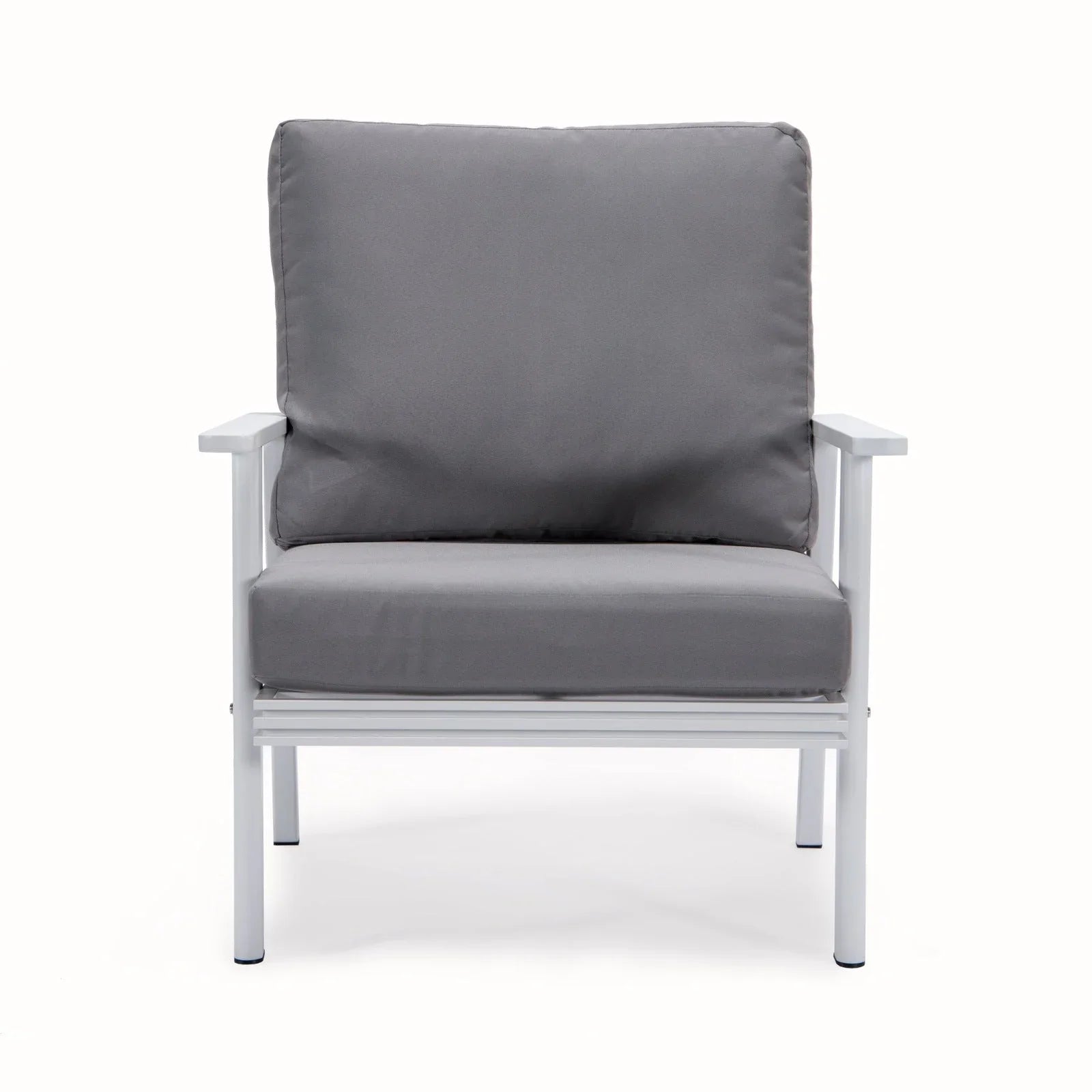 Walbrooke Modern 3-Piece Outdoor Patio Set with White Aluminum Frame and Removable Cushions Loveseat and Set of 2 Armchairs - Elax Furniture