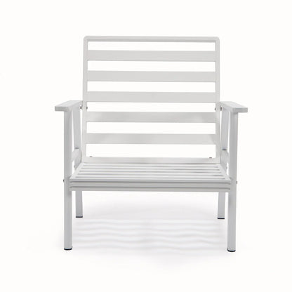 Walbrooke Modern 3-Piece Outdoor Patio Set with White Aluminum Frame and Removable Cushions Loveseat and Set of 2 Armchairs - Elax Furniture