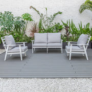 Walbrooke Modern 3-Piece Outdoor Patio Set with White Aluminum Frame and Removable Cushions Loveseat and Set of 2 Armchairs - Elax Furniture