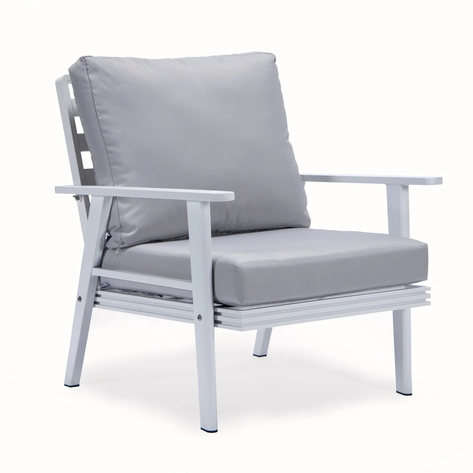 Walbrooke Modern 3-Piece Outdoor Patio Set with White Aluminum Frame and Removable Cushions Loveseat and Set of 2 Armchairs - Elax Furniture
