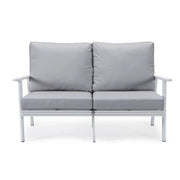 Walbrooke Modern 3-Piece Outdoor Patio Set with White Aluminum Frame and Removable Cushions Loveseat and Set of 2 Armchairs - Elax Furniture