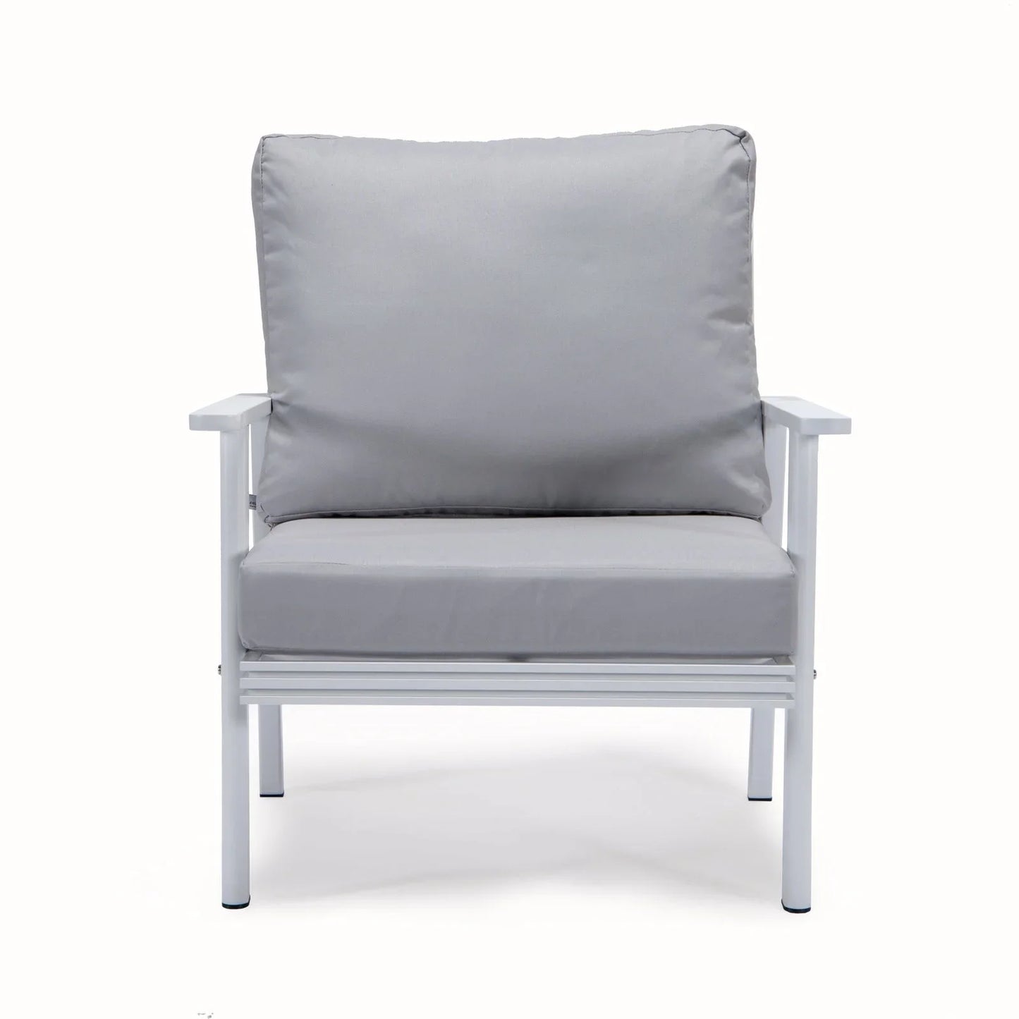 Walbrooke Modern 3-Piece Outdoor Patio Set with White Aluminum Frame and Removable Cushions Loveseat and Set of 2 Armchairs - Elax Furniture