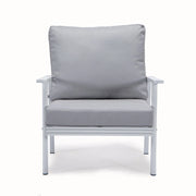 Walbrooke Modern 3-Piece Outdoor Patio Set with White Aluminum Frame and Removable Cushions Loveseat and Set of 2 Armchairs - Elax Furniture