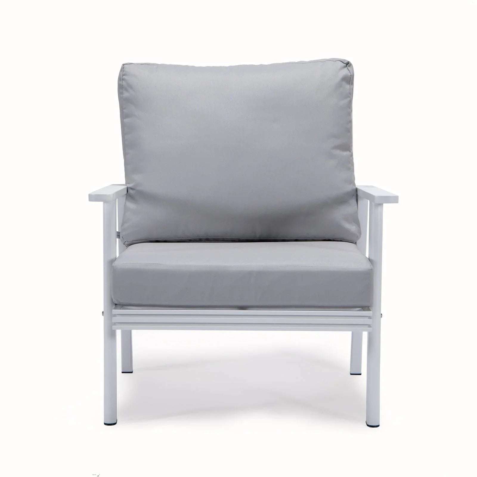 Walbrooke Modern 3-Piece Outdoor Patio Set with White Aluminum Frame and Removable Cushions Loveseat and Set of 2 Armchairs - Elax Furniture