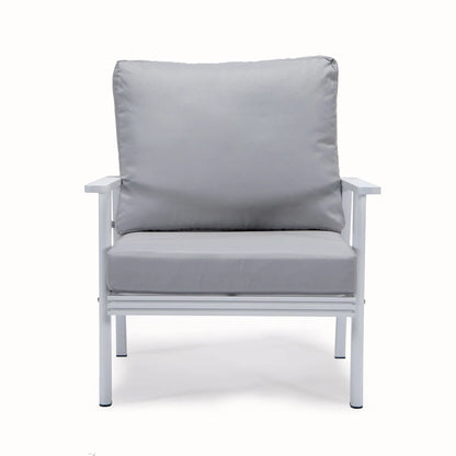 Walbrooke Modern 3-Piece Outdoor Patio Set with White Aluminum Frame and Removable Cushions Loveseat and Set of 2 Armchairs - Elax Furniture