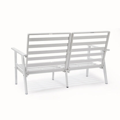 Walbrooke Modern 3-Piece Outdoor Patio Set with White Aluminum Frame and Removable Cushions Loveseat and Set of 2 Armchairs - Elax Furniture