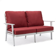 Walbrooke Modern 3-Piece Outdoor Patio Set with White Aluminum Frame and Removable Cushions Loveseat and Set of 2 Armchairs - Elax Furniture