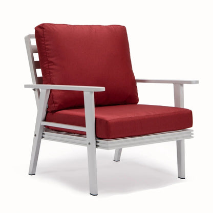 Walbrooke Modern 3-Piece Outdoor Patio Set with White Aluminum Frame and Removable Cushions Loveseat and Set of 2 Armchairs - Elax Furniture