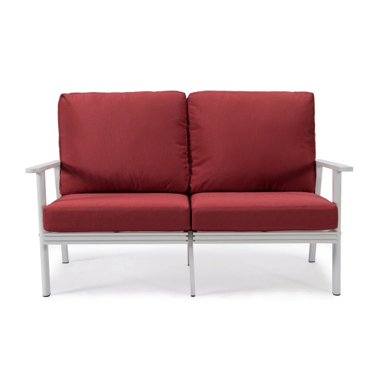 Walbrooke Modern 3-Piece Outdoor Patio Set with White Aluminum Frame and Removable Cushions Loveseat and Set of 2 Armchairs - Elax Furniture